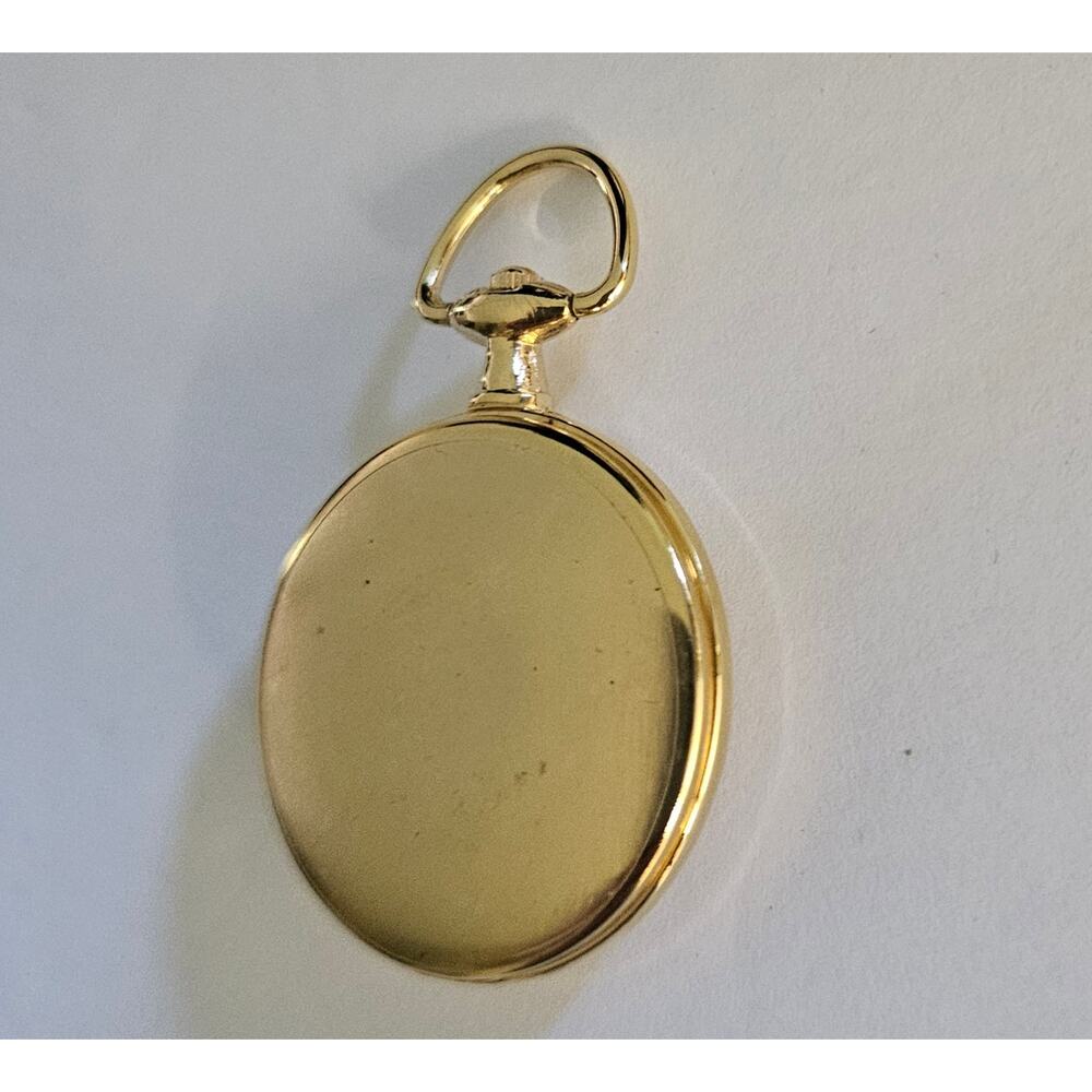 Vintage JOAN RIVERS Classic Gold Tone Black Pendant Pocket WATCH - Picture 4 of 8